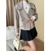 Loose Fit Beige Big Size Short Woolen Coat New Lapel Long Sleeve Women Jacket Fashion Tide Autumn Winter 