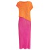 Miyake Pleated Paradise Bird Patchwork Color Slash neck Dress Women Summer New Original Designer Causal Evening Dress