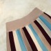 Vintage Striped Knitted Skirt Women's Mid Long Elastic High Waist A-line Pleated Skirt Female Umbrella Skirts Autumn Winter