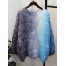 Imitation Mink Sweater Pullover Women's Color Block Long Sleeves Loose Korean Design Knitted Top