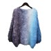 Imitation Mink Sweater Pullover Women's Color Block Long Sleeves Loose Korean Design Knitted Top