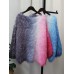Imitation Mink Sweater Pullover Women's Color Block Long Sleeves Loose Korean Design Knitted Top