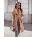 New women's woolen coat with solid color straps, medium length woolen coat
