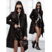 New women's woolen coat with solid color straps, medium length woolen coat