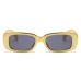 Vintage Luxurious Gold Sun Glasses Small Rectangle Reflective Gold Plating Eyewear Shades for Women Square Golden Sunglasses