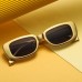 Vintage Luxurious Gold Sun Glasses Small Rectangle Reflective Gold Plating Eyewear Shades for Women Square Golden Sunglasses