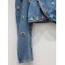 Diamond Lantern Sleeve Round Neck Short Denim Jackets For Women High Waist Coat Autumn 
