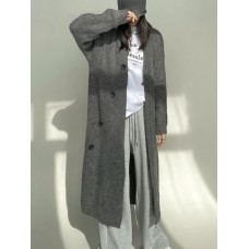 Solid Minimalist Sweaters For Women V Neck Long Sleeve Patchwork Button Casual Loose Knitting Sweater Female