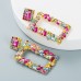 Multicolor Square Drop Dangle Earrings For Women Popular Unusual Crystal Wedding Party Pendant Statement Jewelry