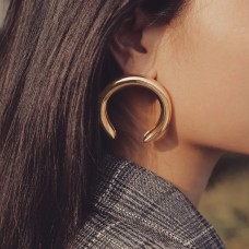 Punk Exaggerated Thick Tube Round Circle Stud Earrings  Korean Half Moon Earrings for Women Jewelry Gift