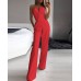Jumpsuit with slanted collar and mid waist for a stylish commuting jumpsuit