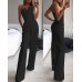 Jumpsuit with slanted collar and mid waist for a stylish commuting jumpsuit
