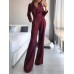Jumpsuit with diagonal collar and mid waist