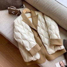 Korean Style Winter Jackets For Women All-match Loose Spliced Notched Neck Outwear Single Breasted Lady Daily Clothing Ins Hot Korean Style Winter Jackets For Women All-match Loose Spliced Notched Neck Outwear Single Breasted Lady Daily Clothing Ins Hot