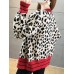 Trend Korean Leopard Print Women's Large Size Winter Button Outerwear Knitted Cardigans Y2k Vintage Warm Sweater Jacket