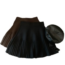 High Waist Pleated Knitted Short Skirt  Autumn/Winter New Korean Version Age Reducing Versatile Half Skirt Women's Trend