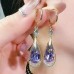 High grade purple crystal droplet shaped earrings, simple and atmospheric earrings, fashionable and elegant, high-end earrings