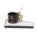 Creative trace golden note shape handle ceramic cup saucer Nordic exquisite mug Creative trace golden note shape handle ceramic cup saucer Nordic exquisite mug