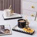 Creative trace golden note shape handle ceramic cup saucer Nordic exquisite mug Creative trace golden note shape handle ceramic cup saucer Nordic exquisite mug