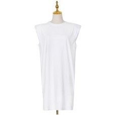 Minimalist Solid Loose Dress For Women Round neck Sleeveless High Waist Pullover Mini Dresses Female Summer Fashion Clothing