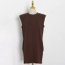 Minimalist Solid Loose Dress For Women Round neck Sleeveless High Waist Pullover Mini Dresses Female Summer Fashion Clothing