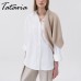 Oversized White Long Sleeve Shirt for Women Basic Percent Cotton Purple Buttoned Shirts Women's Fashion Beautiful Blouses Tops