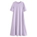 TRAF Purple Long Dresses For Women  Vintage Loose Casual Dress Female Short Sleeve Fashion Office Summer Dress Lady Robe