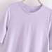 TRAF Purple Long Dresses For Women  Vintage Loose Casual Dress Female Short Sleeve Fashion Office Summer Dress Lady Robe