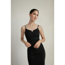 Long black backless sleeveless dress with sling bandage for women