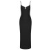Long black backless sleeveless dress with sling bandage for women