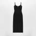Long black backless sleeveless dress with sling bandage for women