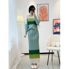 Autumn New Fashion Color Matching Causal High Fashion Women Long Sleeves Tops Two Piece Sets