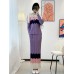 Autumn New Fashion Color Matching Causal High Fashion Women Long Sleeves Tops Two Piece Sets