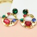 Multicolor Crystal Dangle Earrings Gold Color Alloy Round Pendant Earrings For Women Charm Fashion Trend Jewelry Wedding