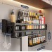No punching black aluminum kitchen wall-mounted multi-function kitchenware seasoning bottle holder organize storage rack
