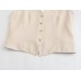 Woman's Chic Sets Solid Color V-Neck Sleeveless Single Breasted Pleated Lace-Up Drawstring Long Pant