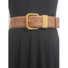 Vintage Gold Needle Buckle Pure Cowhide Belt Simple All Match Genuine Leather Belts Slim Women