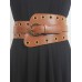 Vintage Circular Decoration Elasticity Wide Waist Sealing Fashion Tide All-match Brown Waistband