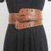 Vintage Circular Decoration Elasticity Wide Waist Sealing Fashion Tide All-match Brown Waistband