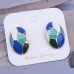 High Quality Blue Orange Enamel Drip Oil Oval Metal Earrings Women Elegant Indian Statement Punk Earring Jewelry