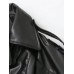 New Fashion Women's All-match Irregular Short Leather Lapel Coat Long Sleeve Black Jackets Top 