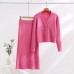 Set of Two Pieces for Elegant Women Knitted Casual Two Parts  Fall  Winter Long Sleeve Women's  Suit Fashion Vintage Clothes