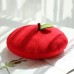 Spring Autumn Women Handmade Beret Hat Cute Fruit Pink Red Painter Hat Girl Thin Breathable Present Beret Cap