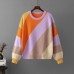 Fashion Oversized Stripe Stitching Pullovers Women Sweater Tops Autumn Winter Warm Ladys Pullover Knit Women Sweater Jumper
