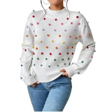 Fitshinling Fashion Sweater Multicolor Hairball Pullover Knitwears Winter Long Sleeve Top Female Clothing New In Jumper Hot