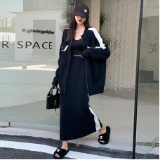 Fashion sweater set for women's autumn and winter new loose knit cardigan casual skirt
