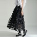 Black Women Elastic Waist Skirt Loose Wild Mesh Splicing Round Polka Dots Printing Leisure Skirt 