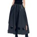 Spring Autumn New Korean Style Casual PU Leather Single Piece Wide Leg Pants Women Fashion Black Trousers