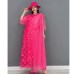 Summer Round Neck Pullover Dress Loose Mid-length Dot Mesh Splicing Chiffon Irregular Dress Women
