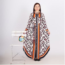 Leopard print lapel long sleeved lace up loose oversized women's cardigan skirt